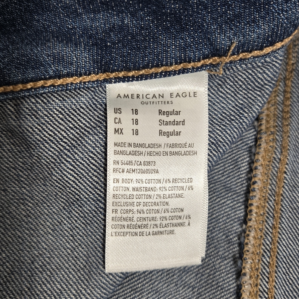 American Eagle Mom Blue Utility Denim Jeans 18 - Picture 13 of 13